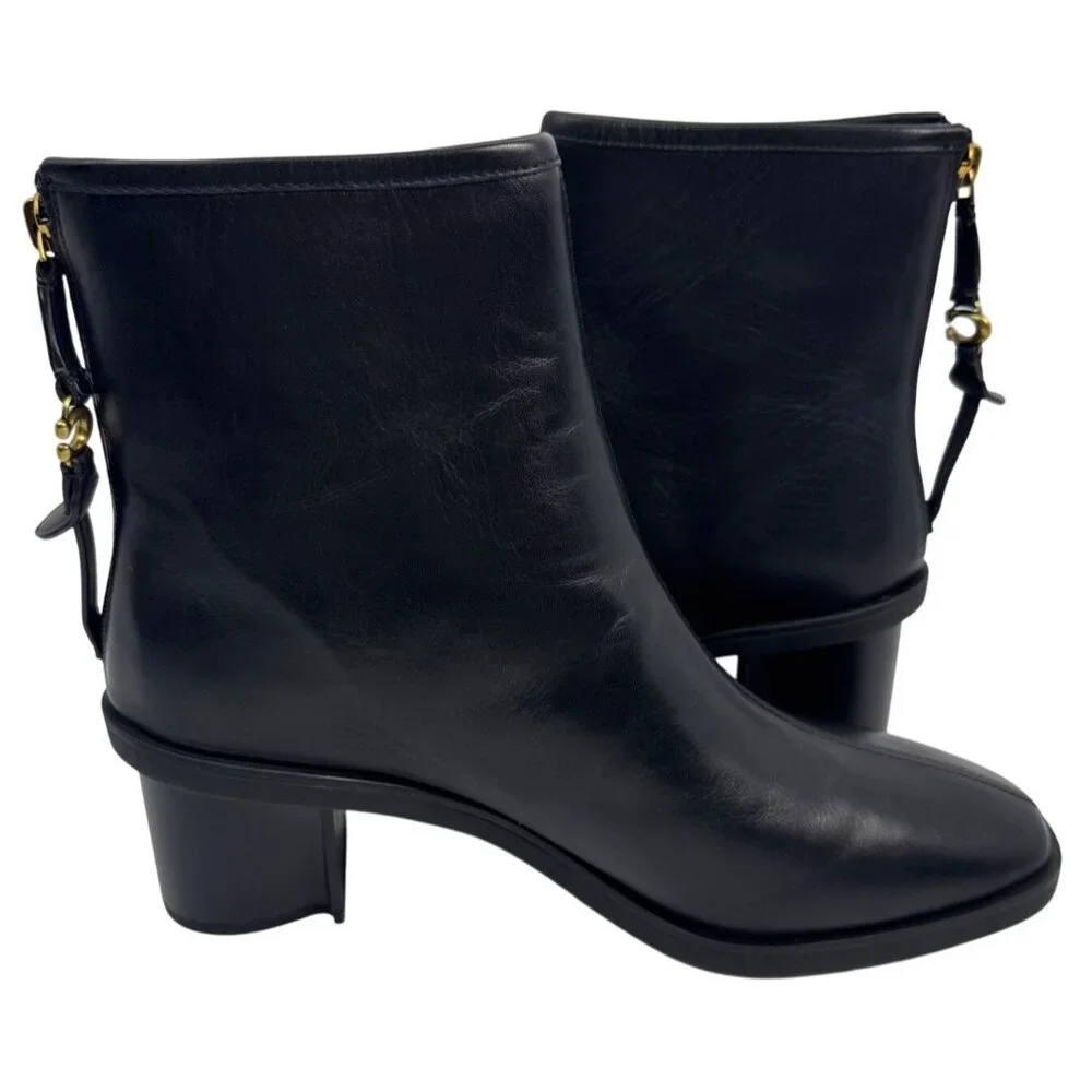Coach Women's Gabi Black Leather Ankle Boots‎ Size 9.5